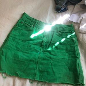 Nordstrom Green Denim Mini Skirt